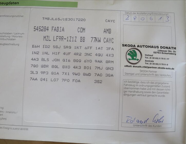 Škoda Fabia Kombi 1,6 l 77 kw