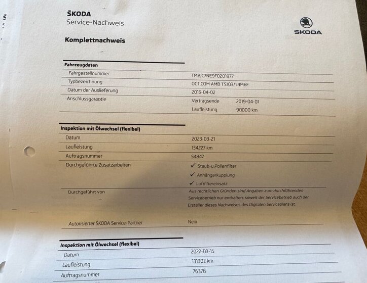 Škoda Octavia Kombi 1,4 l 103 kw