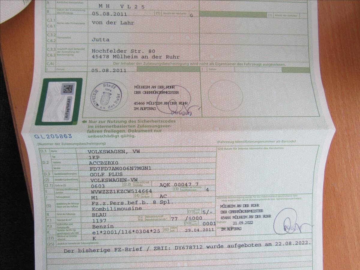 Volkswagen Golf Plus Hatchback 1,2 l 77 kw