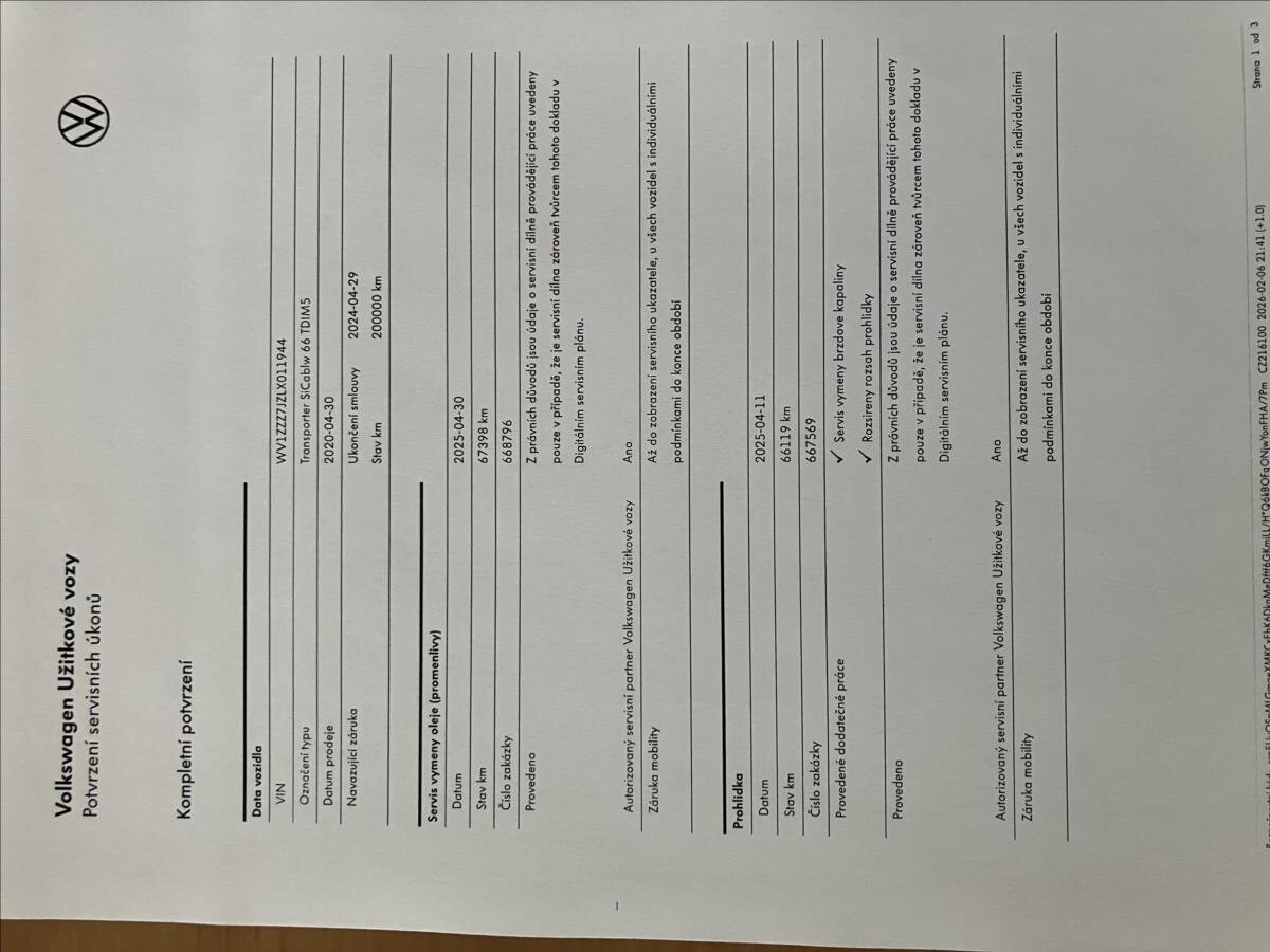 Volkswagen Transporter Valník 2,0 l 66 kw