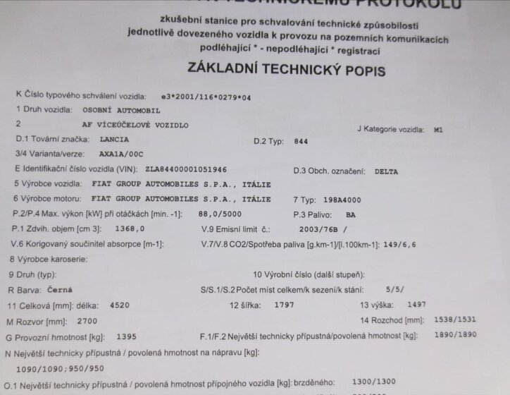 Lancia Delta Hatchback 1,4 l 88 kw
