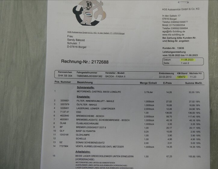 Škoda Fabia Hatchback 1,2 l 63 kw