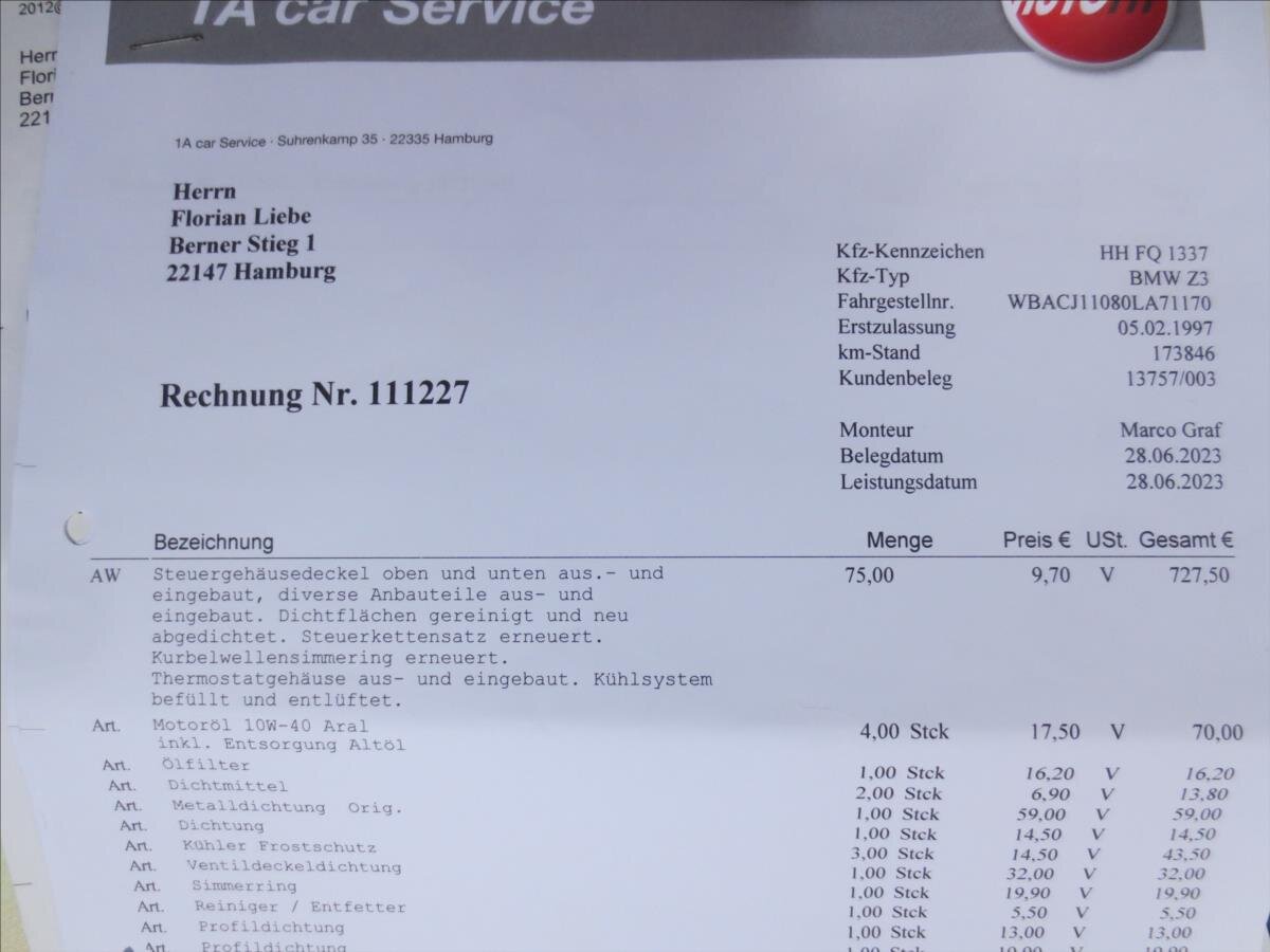 BMW Z3 Kabriolet 1,8 l 85 kw