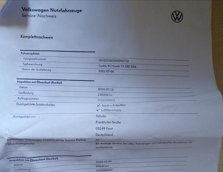 Volkswagen Caddy Kombi 2,0 l 75 kw