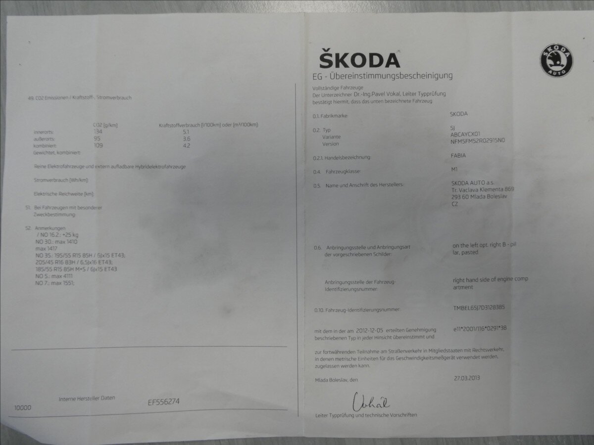 Škoda Fabia Hatchback 1,6 l 77 kw