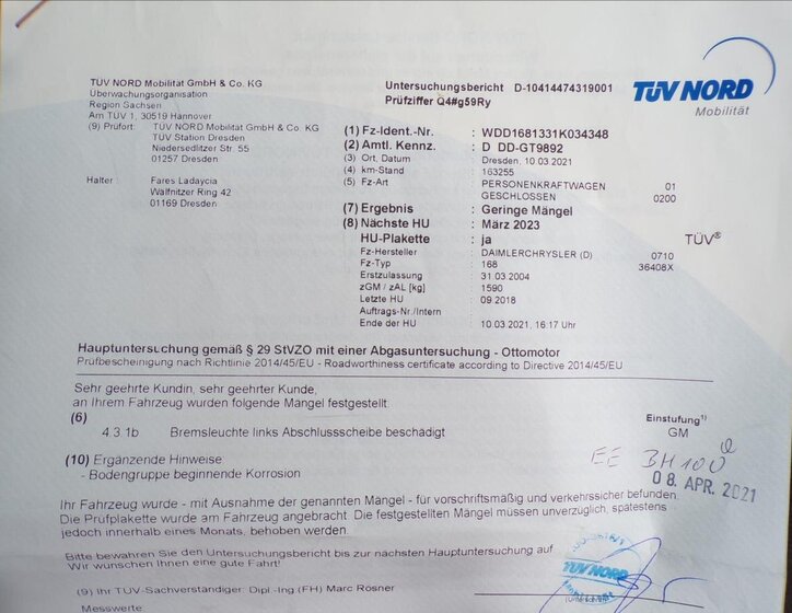 Mercedes-Benz Třídy A Kombi 1,6 l 75 kw