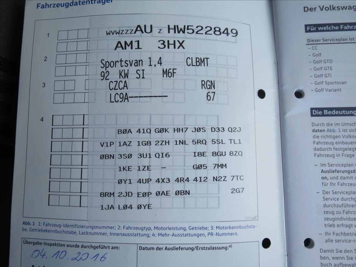 Volkswagen Golf Sportsvan Kombi 1,4 l 92 kw