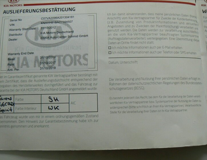 KIA Carens Hatchback 1,6 l 94 kw