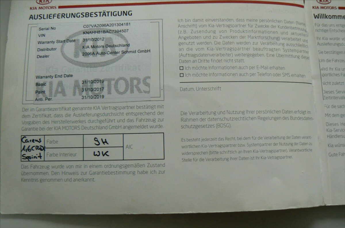 KIA Carens Hatchback 1,6 l 94 kw